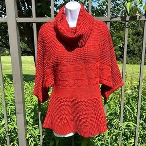 LOVE by Chelsea Red Cowl Neck Cotton Blend Sweater Size Small